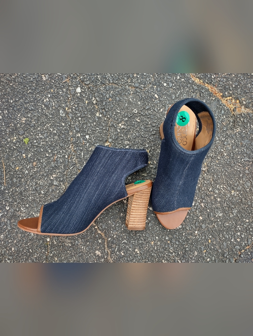 Women's Franco Sarto Denim Open-Toe Slingback Peep Toe Heels